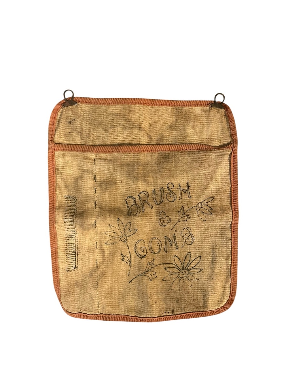 Primitive Brush Comb Hanging Pouch Fabric Cloth